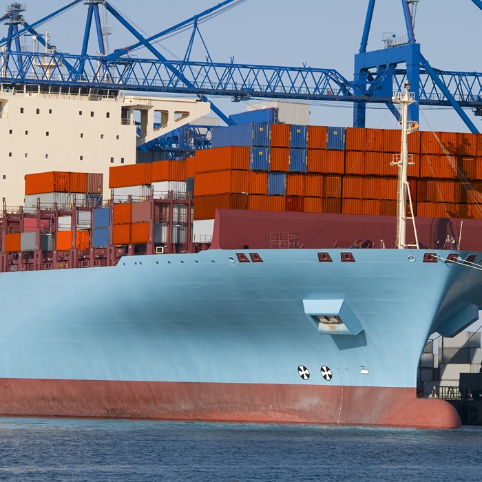 Huge container cargo ship mooredwharf